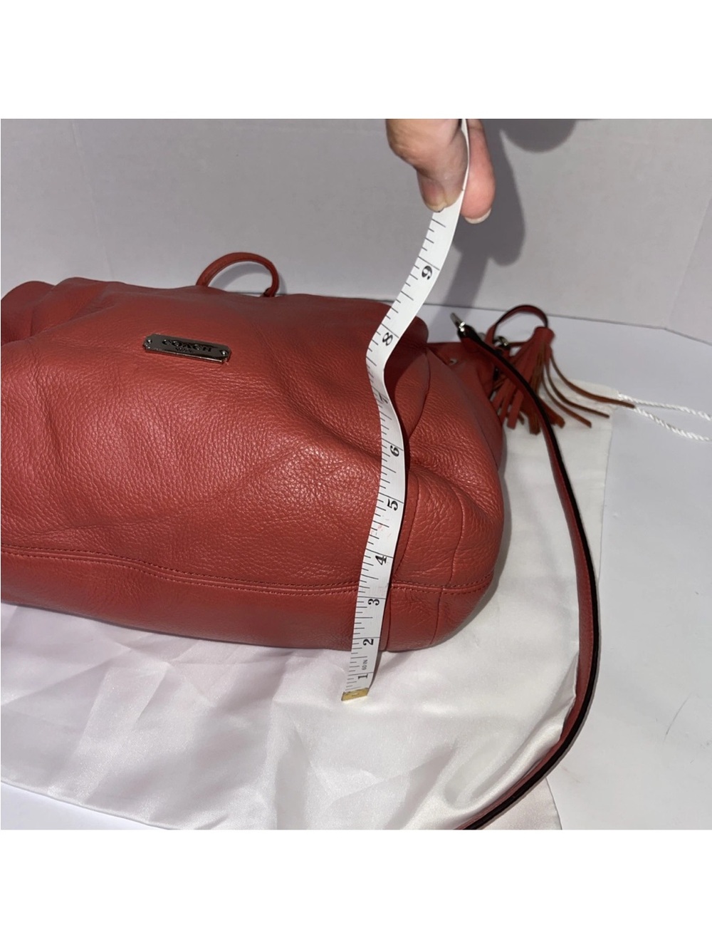 VTG Coach Avery F27003 Coral Leather Drawstring Crossbody Shoulder Bag AUTHENTIC - Picture 11 of 15